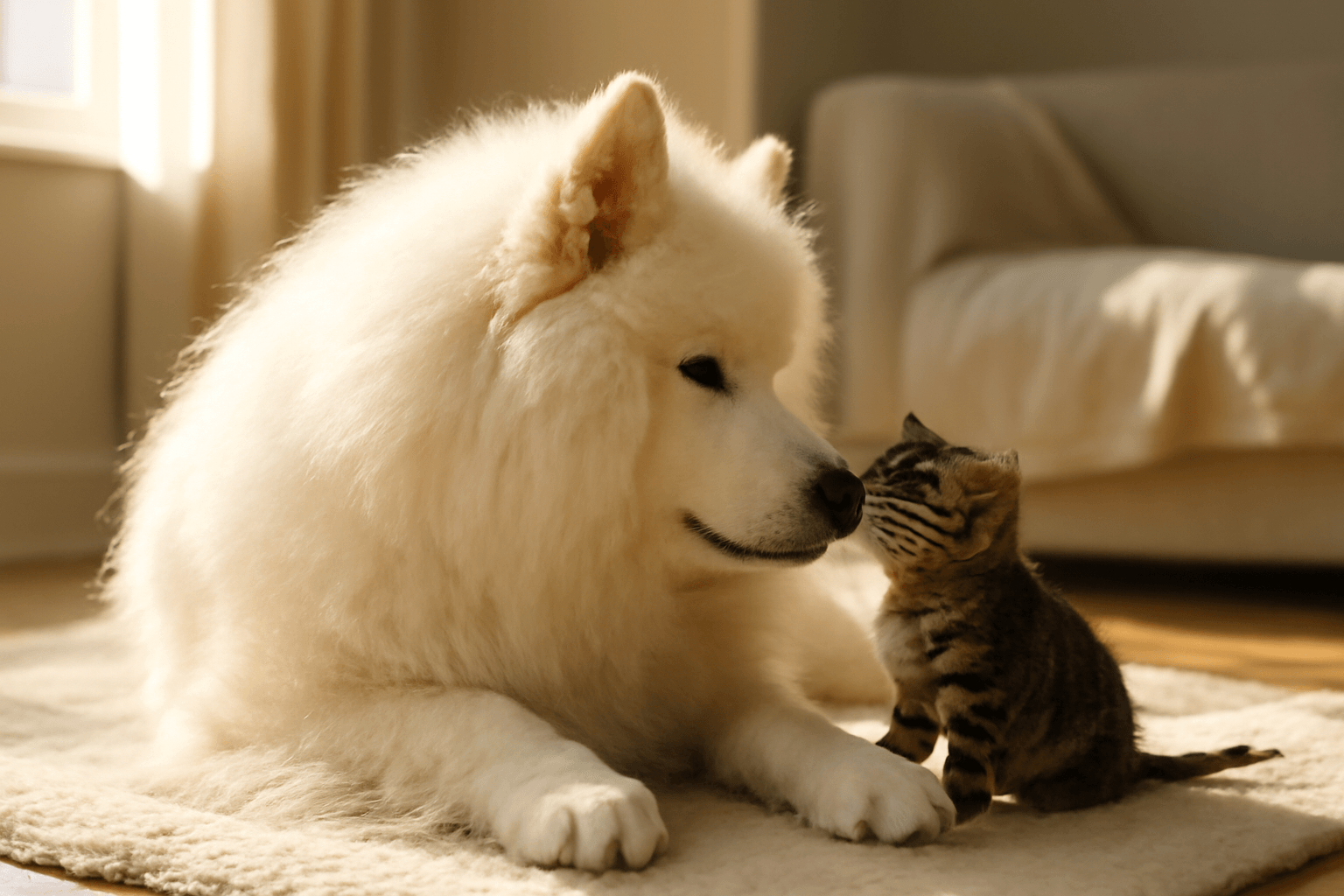 Obri samojed jako chudici mracek se zamiloval do malicke mou 1770224476981