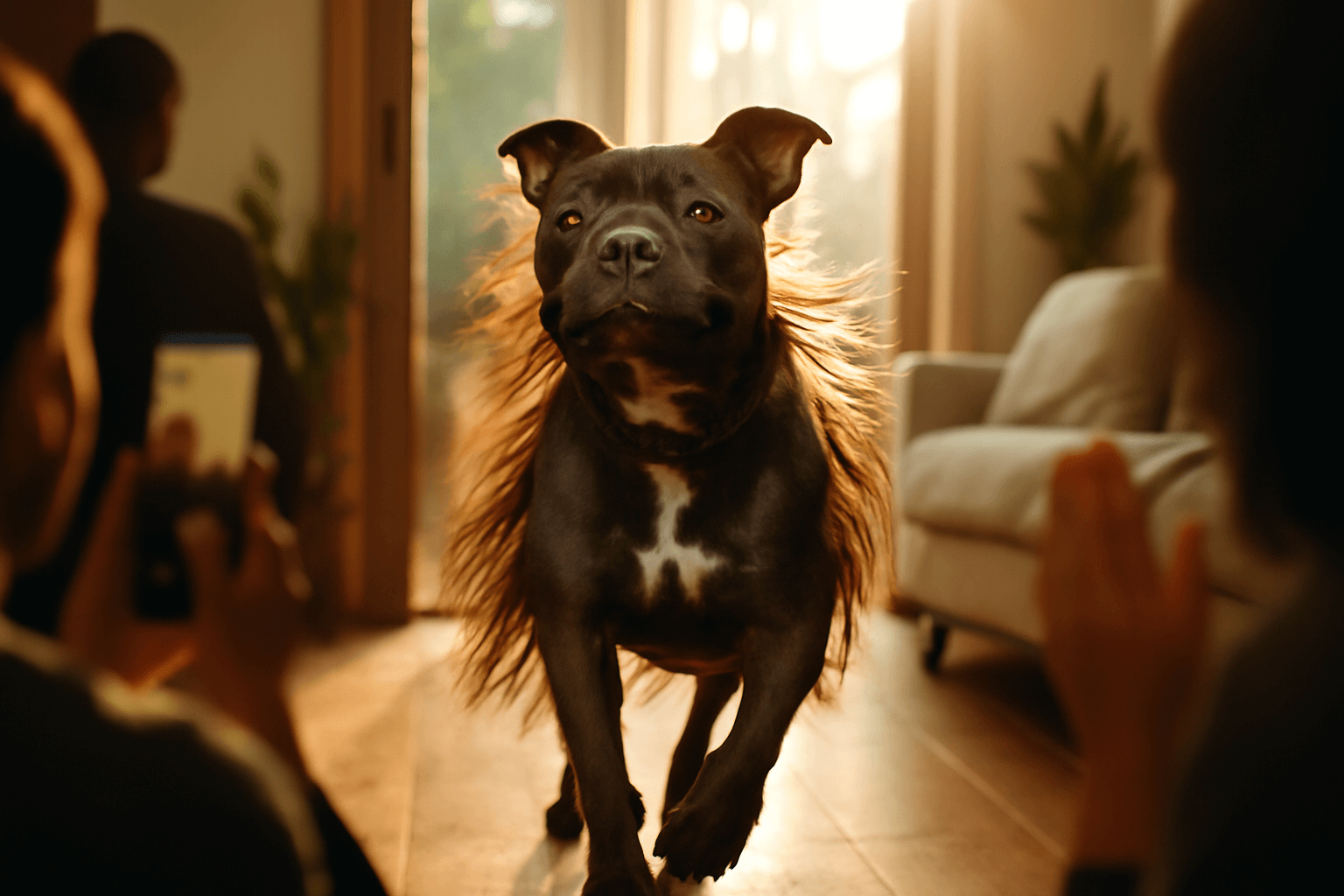 Rescue pitbull theo vchazi do mistnosti jako rockova hvezda 1770210058093