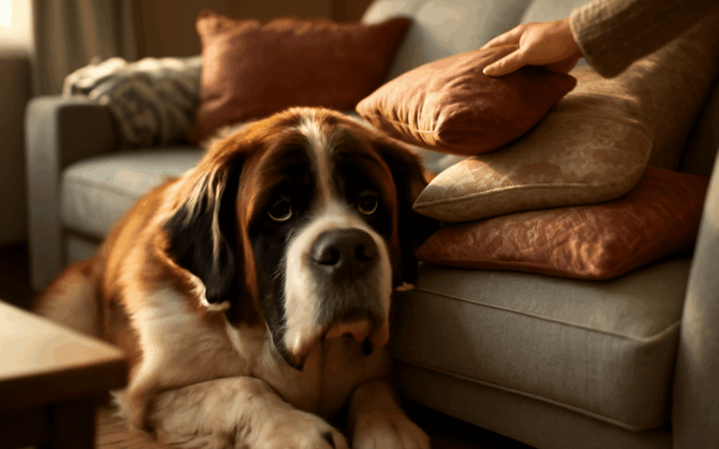 Saint bernard kingsley dava smutne oci kdyz mu na gauci zust 1772218843958