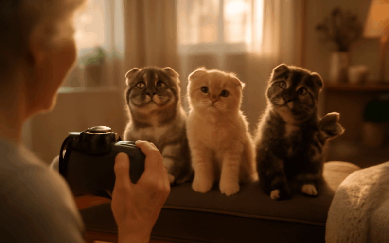 Scottish fold vnoucata pozuji jako celebrity zatimco je babi 1771905710624