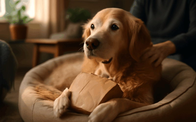 Senior golden retriever duke si nosi do pelisku krabici od v 1771383692275