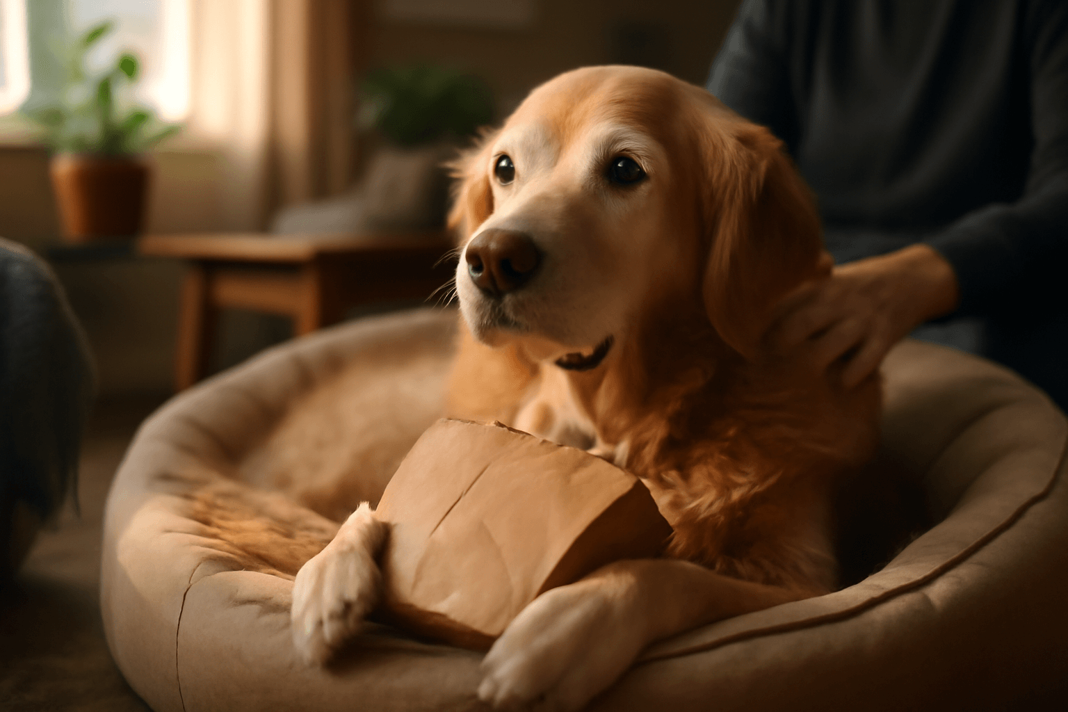 Senior golden retriever duke si nosi do pelisku krabici od v 1771383692275