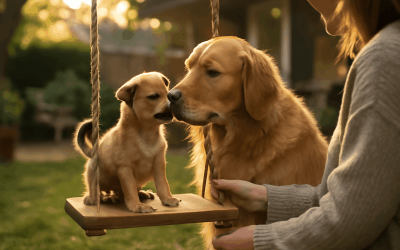 Tento zlaty retrivr naucil svoji malou sestricku houpat se 1771592513695