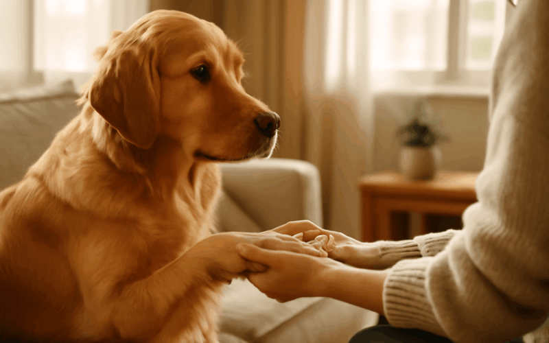 Zebby zlaty retrivr ktery miluje drzet maminu ruku 1770044494341