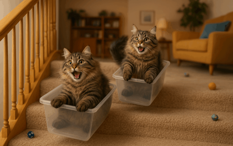 Kocky surfuji po schodech jak se tiktokovy ucet tailbitpets 1778191452736